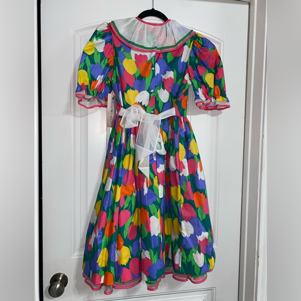 Mini World Vintage Colorful Floral‎ Dress with Bow